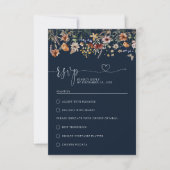 Navy Blue Tiny Wildblume Wedding RSVP Card Karte (Vorderseite)