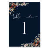 Navy Blue Tiny Wildblume Wedding Tischnummer (Rückseite)