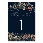 Navy Blue Tiny Wildblume Wedding Tischnummer (Vorderseite)