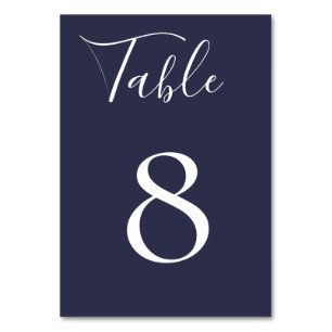 Navy Blue Tischnummer Card