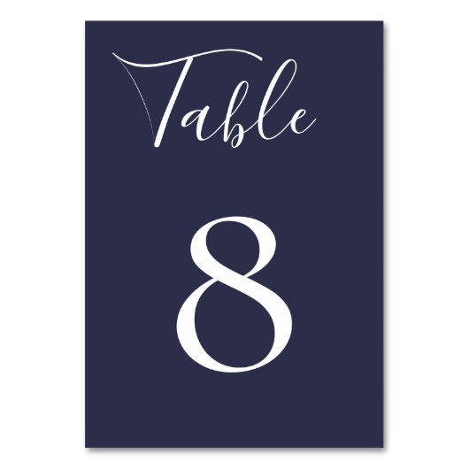 Navy Blue Tischnummer Card (Rückseite)