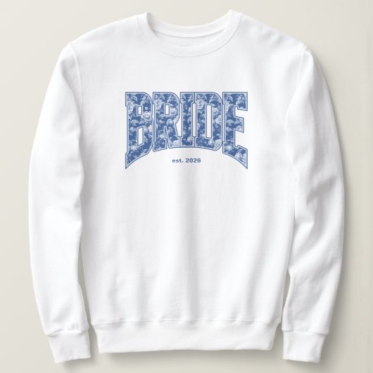 Navy Blue Toile BRIDE Engagement Shower Bach Party Sweatshirt (Design vorne)