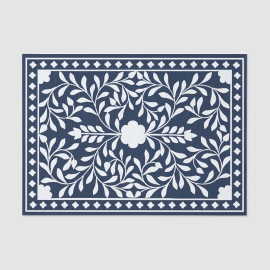 Navy Blue Traditional Bone Inlay Decoupage Paper Seidenpapier (Vorderseite)