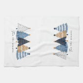 Navy Blue Trees Modern Simple Christmas Holiday Geschirrtuch (Horizontal)