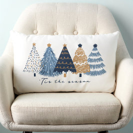 Navy Blue Trees Modern Simple Christmas Holiday Lendenkissen