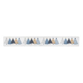 Navy Blue Trees Modern Simple Christmas Holiday Ripsband (Vorderseite)