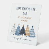 Navy Blue Trees Modern Simple Christmas Holiday Sockelschild (Vorderseite)