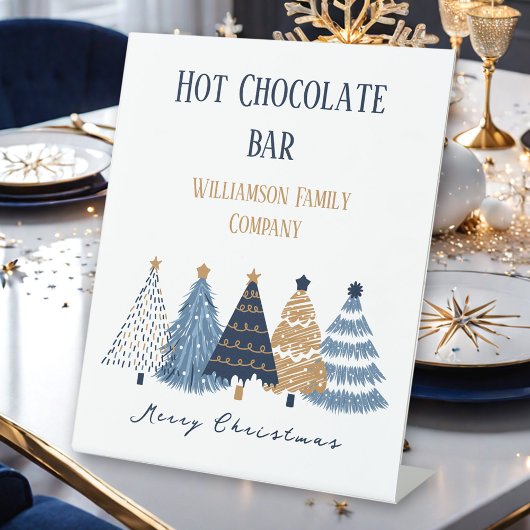 Navy Blue Trees Modern Simple Christmas Holiday Sockelschild