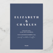 Navy Blue Trees Mountain Winter Save the Date Folieneinladung (Rückseite)