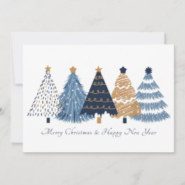 Navy Blue Trees Weihnachts-Weihnachtskarte Ankündigung