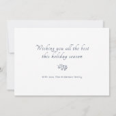 Navy Blue Trees White Christmas New Year Card Ankündigung (Rückseite)