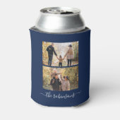 Navy Blue Trendscript 2 Foto Collage Custom Dosenkühler (Kanne Rückseite)