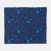 Navy Blue Triangle Circle Square Memphis Muster Fleecedecke (Vorderseite (Horizontal))