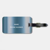 Navy Blue Tropfens Glitzer Metal Monogram Gepäckanhänger (Rückseite horizontal)