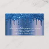 Navy Blue Tropfens Metal Look einzigartig Visitenkarte (Rückseite)