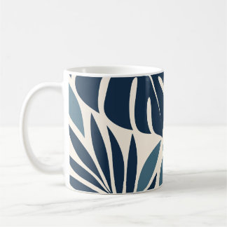 Navy Blue Tropical Leaf Silhouette Kaffeetasse