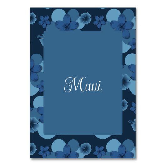 Navy Blue Tropical Theme Wedding Tischnummer (Vorderseite)
