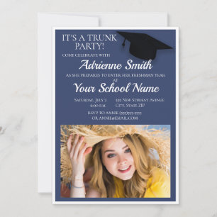 Navy Blue Trunk Uni Party Foto Invitati Einladung