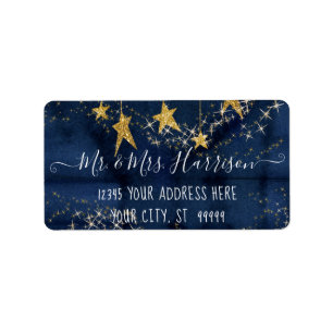 Navy Blue Twinkle Little Star Gold Rücksendeadress Adressaufkleber
