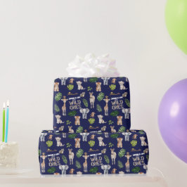 Navy Blue Twins Jungle Animals Junge 1. Geburtstag Geschenkpapier