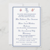Navy-Blue Two Hearts Catholic Wedding Invitation Einladung (Vorderseite)