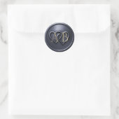 Navy Blue Two Hearts Intertwined Monogram Wedding Runder Aufkleber (Tasche)