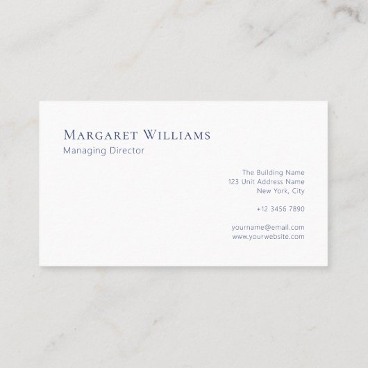 Navy Blue Two Letter Monogram Professional Visitenkarte (Rückseite)