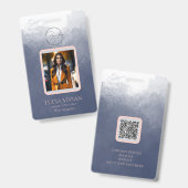 Navy Blue Two way Color QRcode Foto Employee Name Ausweis (Vorder- & Rückseite)
