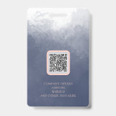 Navy Blue Two way Color QRcode Foto Employee Name Ausweis (Rückseite)