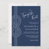Navy Blue Tying The Knot Nautical Wedding Einladung (Vorderseite)