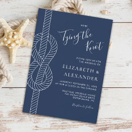 Navy Blue Tying The Knot Nautical Wedding Einladung