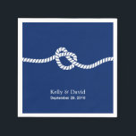 Navy Blue Tying the Knot Nautical Wedding Serviette<br><div class="desc">Navy Blue bindet das knot-nautische Hochzeitspapier Napkins.</div>