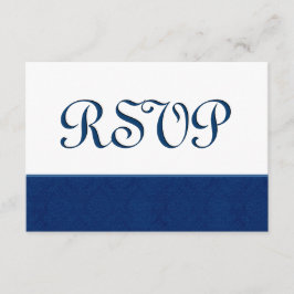 Navy Blue UAWG Damask Wedding C108 RSVP Karte