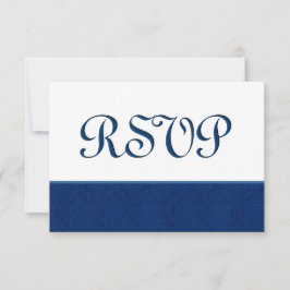 Navy Blue UAWG Damask Wedding C108 RSVP Karte