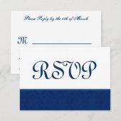 Navy Blue UAWG Damask Wedding C108 RSVP Karte (Vorne/Hinten)