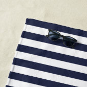 Navy Blue und Aqua Chic Stripes Heft Monogram Strandtuch (Beispiel)
