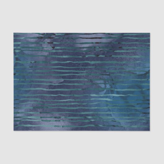 Navy Blue und Aquamarin Striping Muster Seidenpapier (Vorderseite)