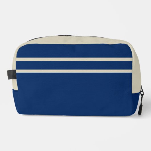 Navy Blue und Beige Dopp Kit Waschbeutel (Vorderseite)