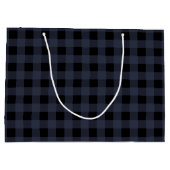 Navy Blue und Black Lumberjack Kariert Large Bag Große Geschenktüte (Rückseite)