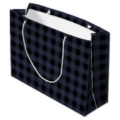 Navy Blue und Black Lumberjack Kariert Large Bag Große Geschenktüte (Rückseite Schrägansicht)