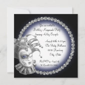 Navy Blue und Black Masquerade Party Einladungen (Rückseite)