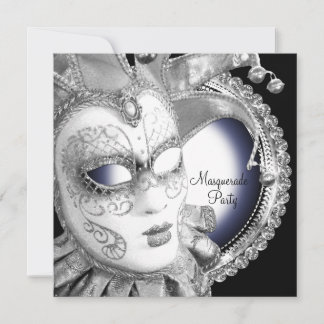 Navy Blue und Black Masquerade Party Einladungen
