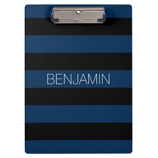 Navy Blue und Black Rugby Stripes mit Individuelle Klemmbrett (Vorderseite)