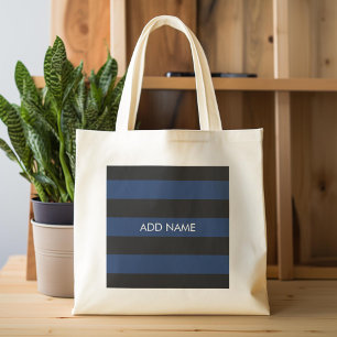 Navy Blue und Black Rugby Stripes mit Individuelle Tragetasche