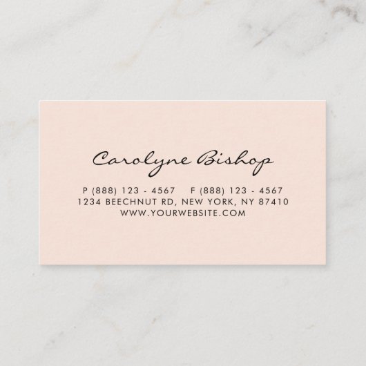 Navy Blue und Blush Blume Garland Script Visitenkarte (Rückseite)