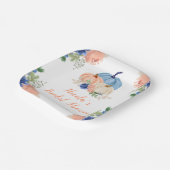 Navy Blue und Blush Floral Pumpkins Brautparty Pappteller (Gewinkelt)