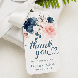 Navy Blue und Blush Pink Blumengeschenk Tag Geschenkanhänger