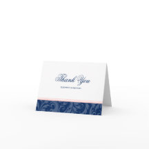 Navy Blue und Blush Pink Damask Swirl Vielen Dank