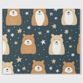 Navy Blue und Brown Weihnachtsbär Geschenkpapier (Flach)