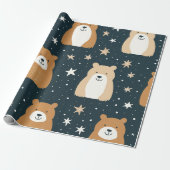 Navy Blue und Brown Weihnachtsbär Geschenkpapier (Ungerollt)